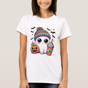 Niedlich Ghost Drink Kaffee Latte Ghost Boo Hallow T-Shirt