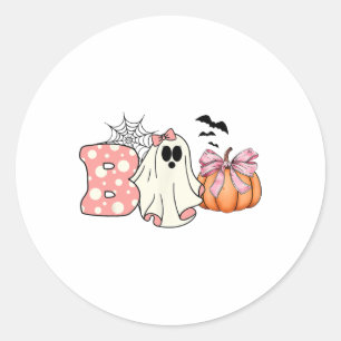 Niedlich Ghost Floral Boo Halloween Boy Girl Ghost Runder Aufkleber