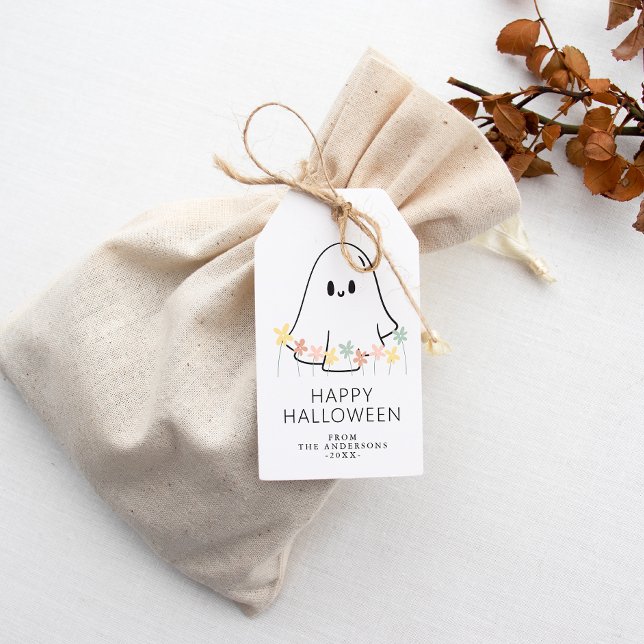 Niedlich Ghost Floral Halloween Geschenkanhänger (Von Creator hochgeladen)