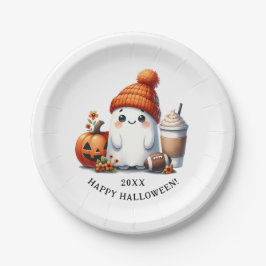 Niedlich Ghost Football Player Glückliches Hallowe Pappteller