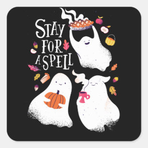 Niedlich Ghost Funny Halloween Design Quadratischer Aufkleber