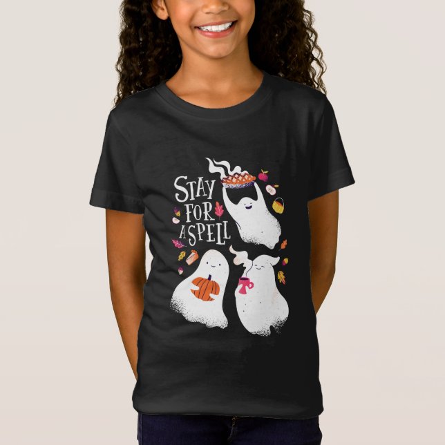 Niedlich Ghost Funny Halloween Design T-Shirt (Vorderseite)