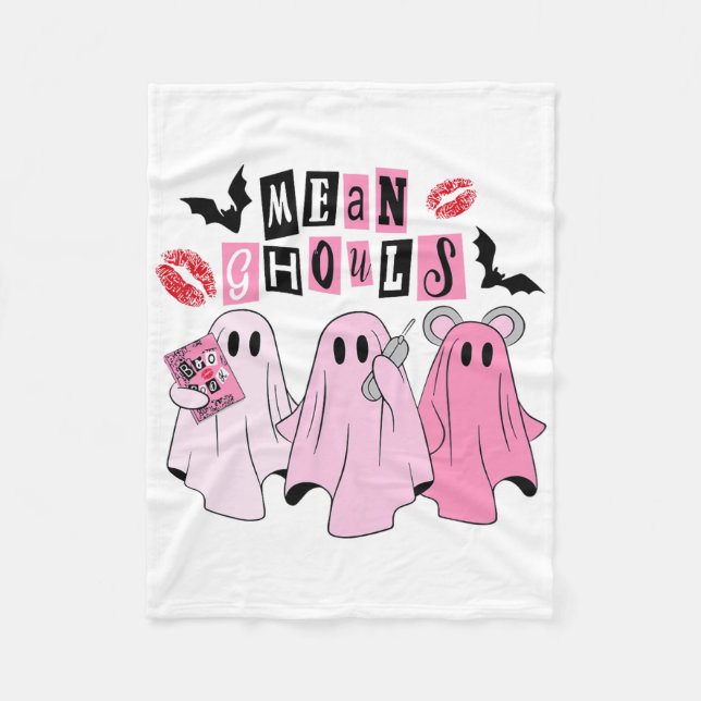 Niedlich Ghost Gemein Ghouls Spaß Halloween Kostüm Fleecedecke (Vorderseite)