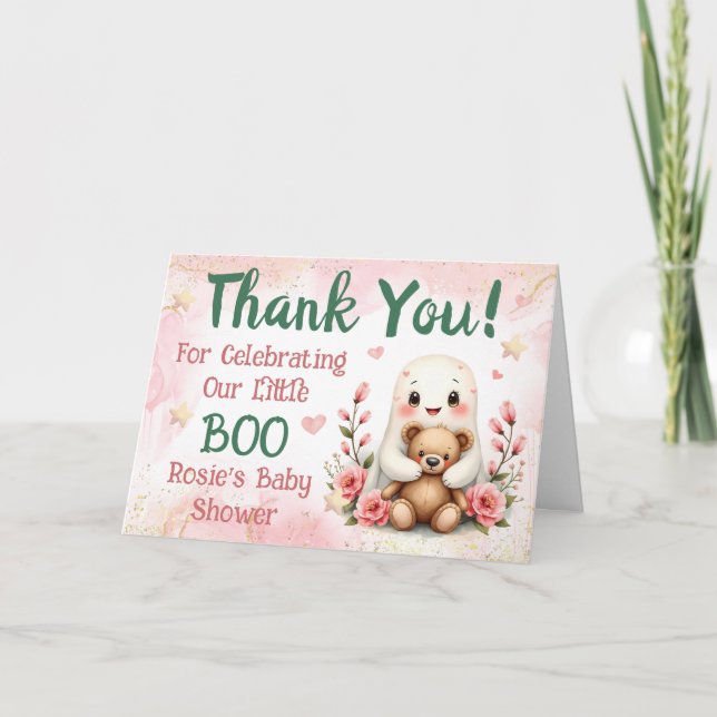 Niedlich Ghost Girls Kinderdusche Individuelle Nam Dankeskarte (Vorderseite)