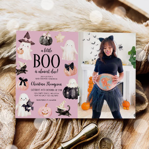 Niedlich Ghost Halloween Baby Dusche Foto Einladung