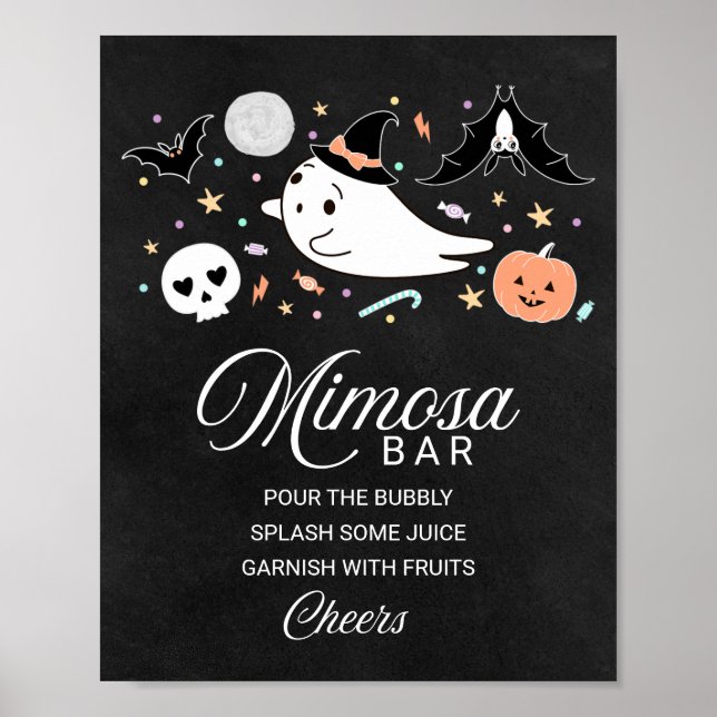 Niedlich Ghost Halloween Baby Dusche Mimosa Bar Si Poster (Vorne)