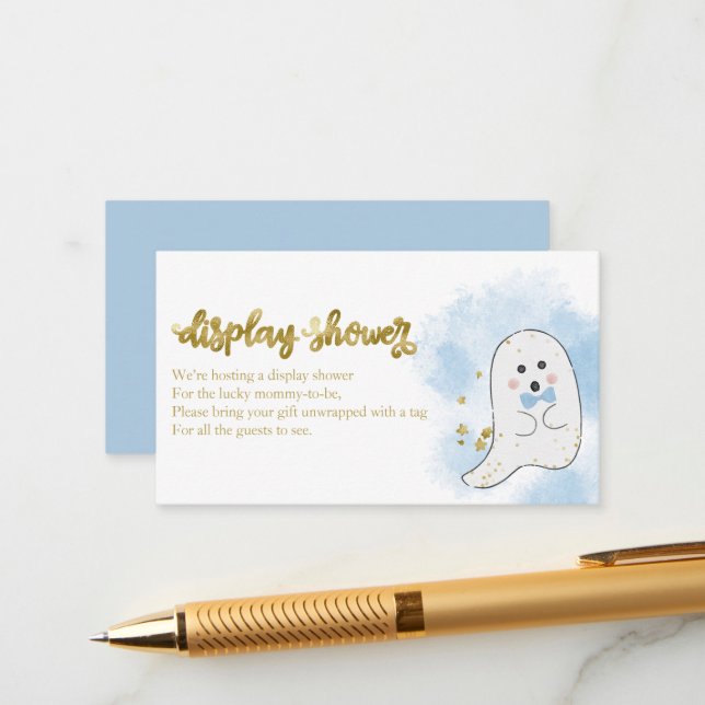 Niedlich Ghost Halloween Baby Shower Showdusche En Begleitkarte (Vorderseite/Rückseite Beispiel)