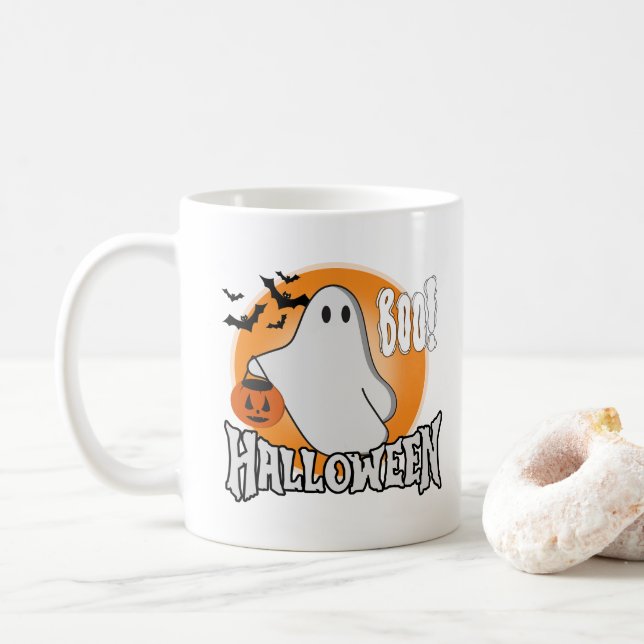 Niedlich Ghost Halloween Boo Tasse (Mit Donut)
