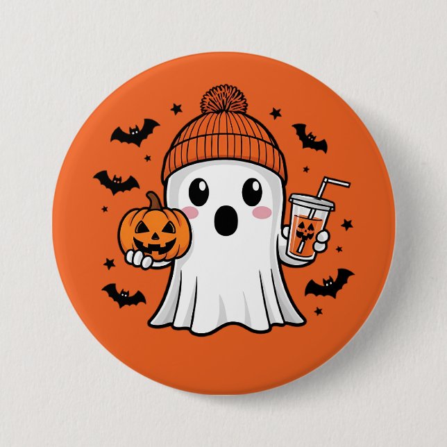 Niedlich Ghost Halloween Button (Vorderseite)