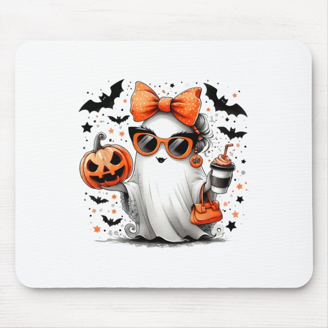 Niedlich Ghost Halloween Diva Cartoon Sungles Hand Mousepad (Vorne)