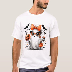 Niedlich Ghost Halloween Diva Cartoon Sungles Hand T-Shirt