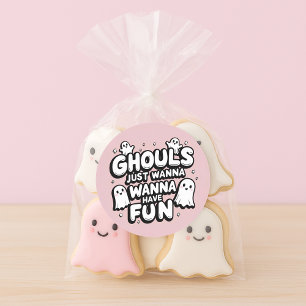 Niedlich Ghost Halloween Geburtstag   Pink Ghoul Runder Aufkleber