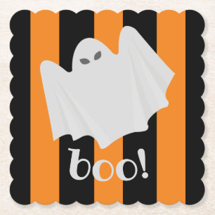 Niedlich Ghost Halloween Orange und Black Stripes  Untersetzer