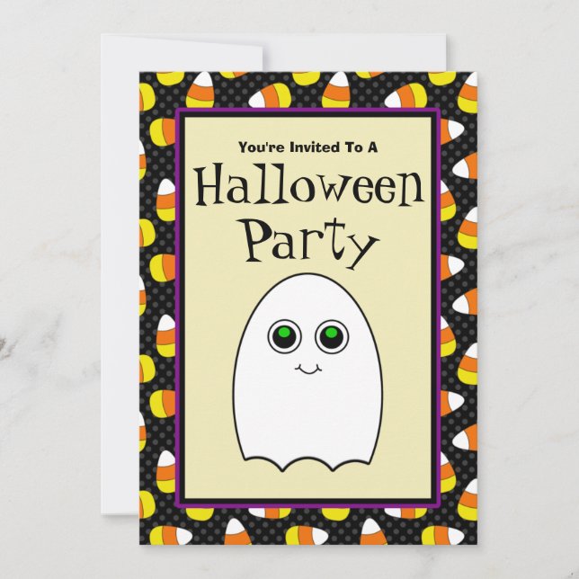 Niedlich Ghost Halloween-Party Einladungen (Vorderseite)