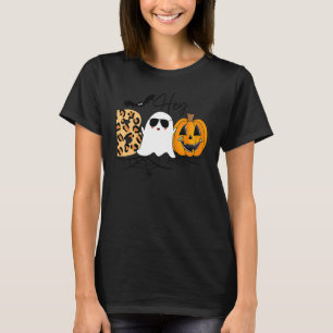 Niedlich Ghost Halloween Pumpkin Face Hey Boo Tren T-Shirt