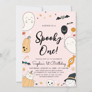 Niedlich Ghost Halloween Spooky Ein 1. Geburtstag  Einladung
