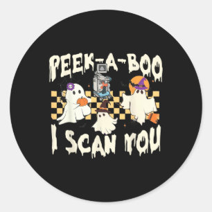 Niedlich Ghost Halloween Spooky-Saison Runder Aufkleber