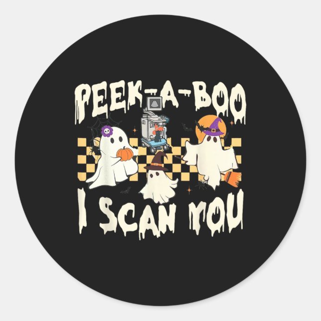 Niedlich Ghost Halloween Spooky-Saison Runder Aufkleber (Vorderseite)