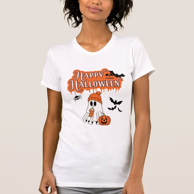 Niedlich Ghost Halloween T - Shirt (Vorderseite)