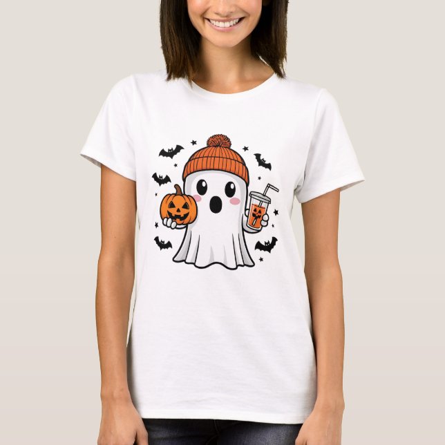 Niedlich Ghost Halloween T-Shirt (Vorderseite)