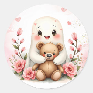 Niedlich Ghost Halloween Thema Baby Girl Babydusch Runder Aufkleber