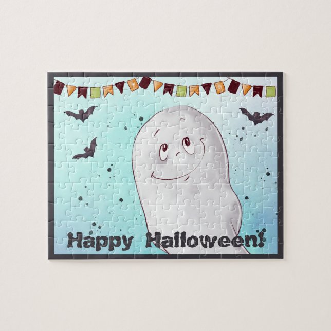 Niedlich Ghost Happy Halloween Puzzle (Horizontal)