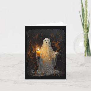 Niedlich Ghost Holding Candle Fun Halloween Gothic Karte