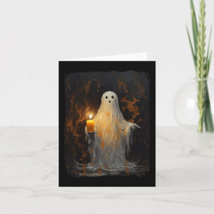 Niedlich Ghost Holding Candle Fun Halloween Gothic Karte