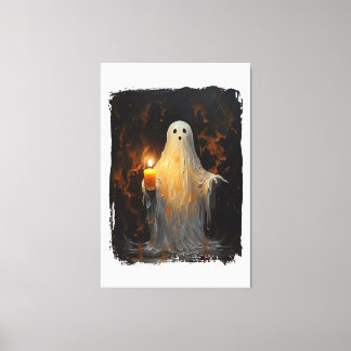 Niedlich Ghost Holding Candle Funny Halloween Goth Leinwanddruck