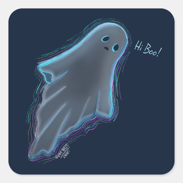 Niedlich Ghost KiniArt Square Sticker (Vorderseite)