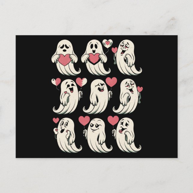 Niedlich Ghost Lover Herzstück Valentinstag Funny  Postkarte (Vorderseite)