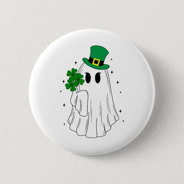 Niedlich Ghost Lucky St Patrick's Day Costume Bouj Button (Vorderseite)