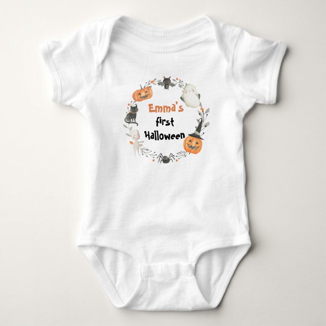 Niedlich Ghost mein erstes Halloween Baby Bodysuit Strampler (Vorderseite)