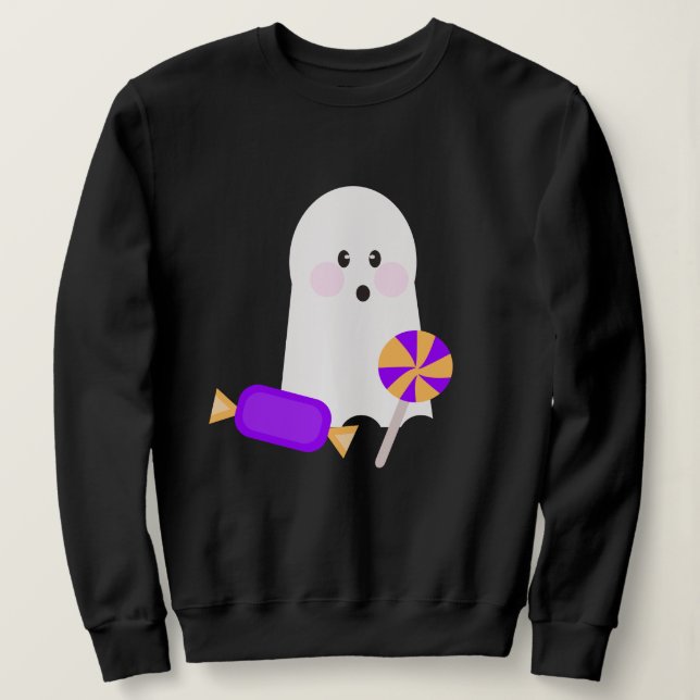 Niedlich Ghost mit Bow Candy Sweatshirt (Design vorne)