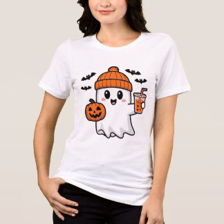 Niedlich Ghost mit Pumpkin Halloween Tri-Blend Shirt