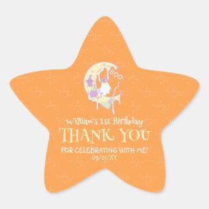 Niedlich Ghost Moon Spooky Ein Halloween 1. Geburt Stern-Aufkleber