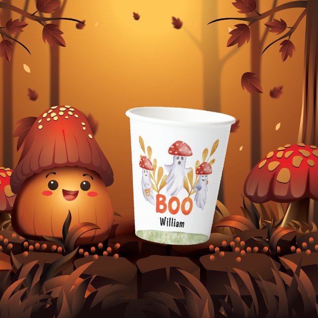 Niedlich Ghost Mushroom Halloween Boo Baby Dusche Pappbecher (Cute Ghost Mushroom Halloween Boo Paper Cups)