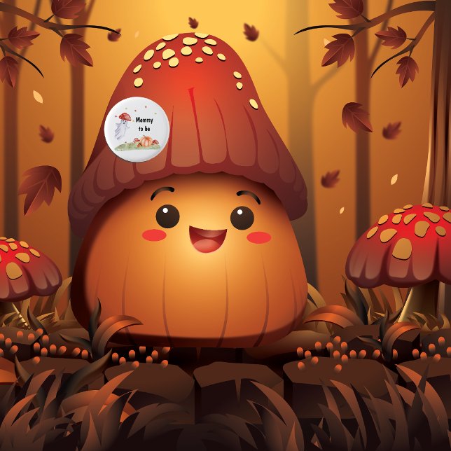 Niedlich Ghost Mushroom Halloween Mommy zu sein Button (Cute Ghost Mushroom Halloween Mommy to be Button)