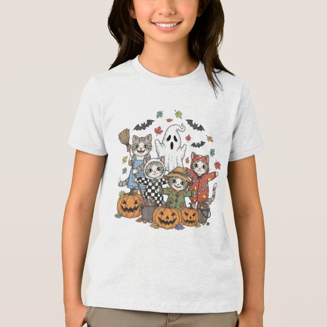 Niedlich Ghost Neon BOO | Spooky Fun Kids Hallowee Tri-Blend Shirt (Vorderseite)