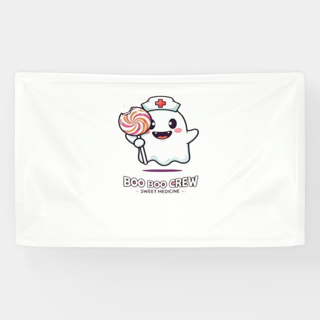 Niedlich Ghost Nurse Boo Boo Crew Halloween Classi Banner (Horizontal)