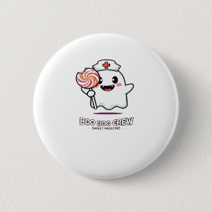 Niedlich Ghost Nurse Boo Boo Crew Halloween Classi Button