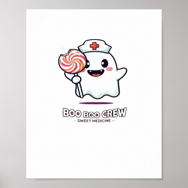 Niedlich Ghost Nurse Boo Boo Crew Halloween Classi Poster (Vorne)
