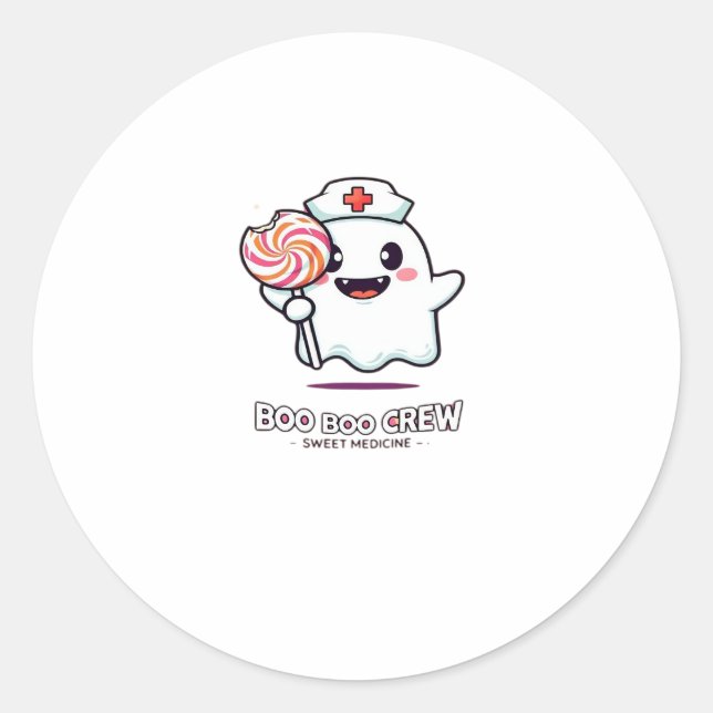 Niedlich Ghost Nurse Boo Boo Crew Halloween Classi Runder Aufkleber (Vorderseite)