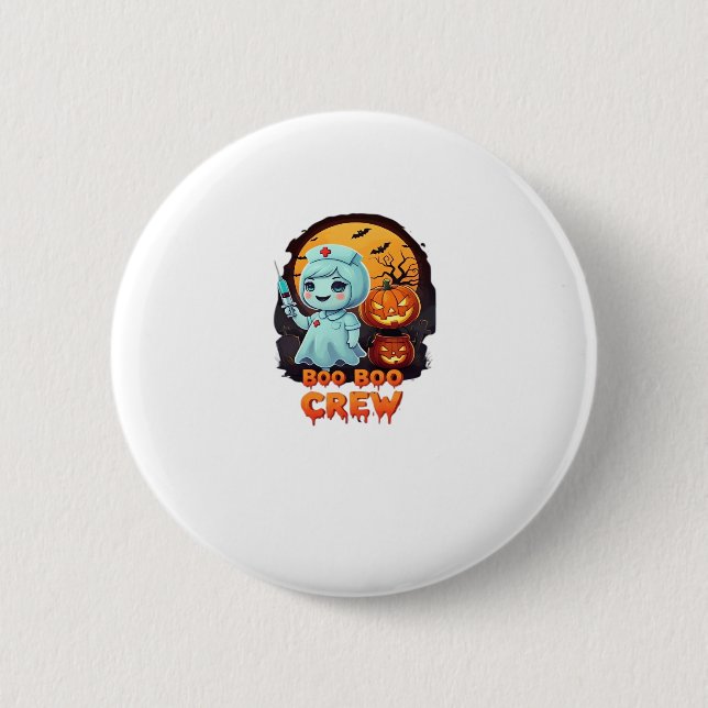 Niedlich Ghost Nurse - Boo Boo Crew Halloween Spaß Button (Vorderseite)