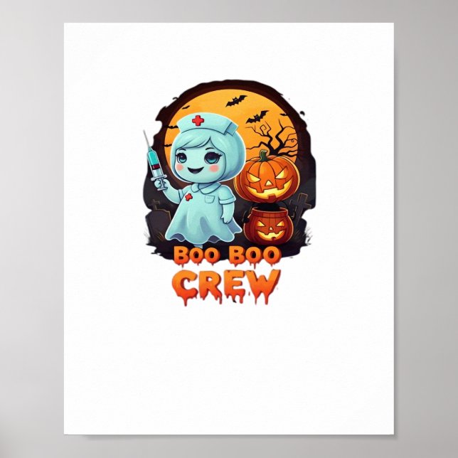 Niedlich Ghost Nurse - Boo Boo Crew Halloween Spaß Poster (Vorne)