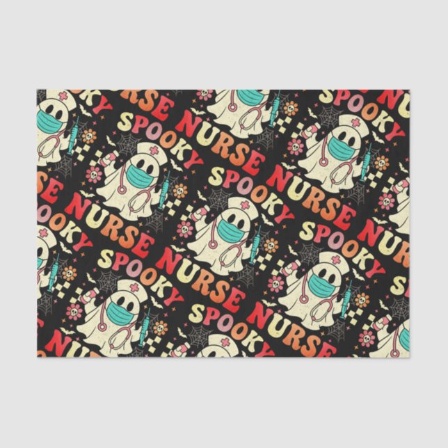 Niedlich Ghost Nurse Halloween Graphic Retro Paste Seidenpapier (Vorderseite)