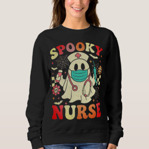 Niedlich Ghost Nurse Halloween Graphic Retro Paste Sweatshirt