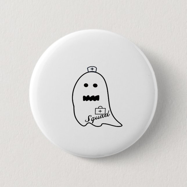 Niedlich Ghost Nurween Handgezeichneter Hospital S Button (Vorderseite)