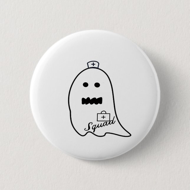 Niedlich Ghost Nurween Handgezeichneter Hospital S Button (Vorderseite)
