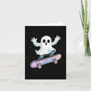 Niedlich Ghost on Skateboard Funny Halloween Skate Karte